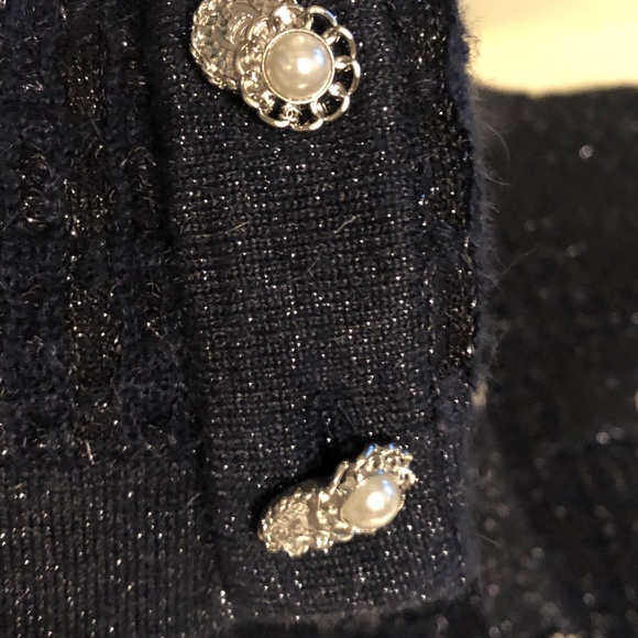 CHANEL cárdigan a rare a gem size 36 in navy blue with silver and black threads - Picture 9 of 9